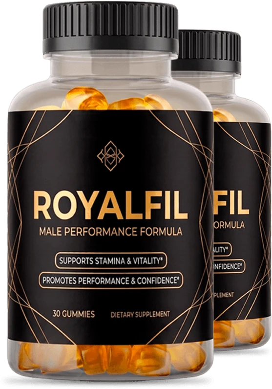 Royalfil Male Performance Formula gummy bottles